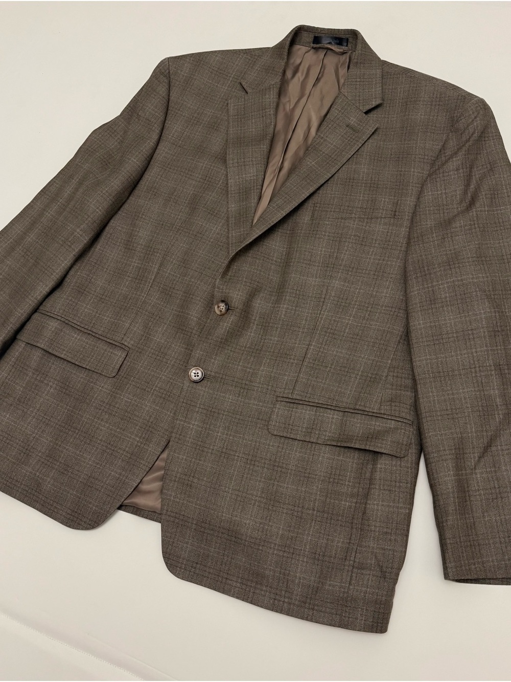 Lauren Ralph Lauren Sport Coat 42S Brown Glen Plaid Silk Wool Blend Blazer